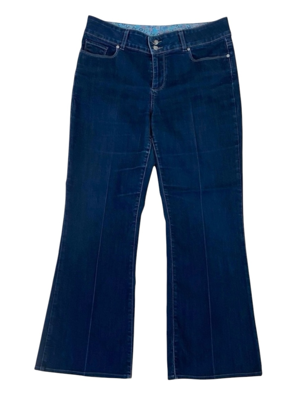 Paige premium denim jeans lightweight high rise waist bootcut flare dark blue XL